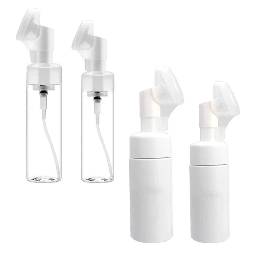 

4 Pcs Cleansing Mousse Bottle Facial Brush Makeup Lotion Travel Container Head Soap Manual Cleanser Dispenser