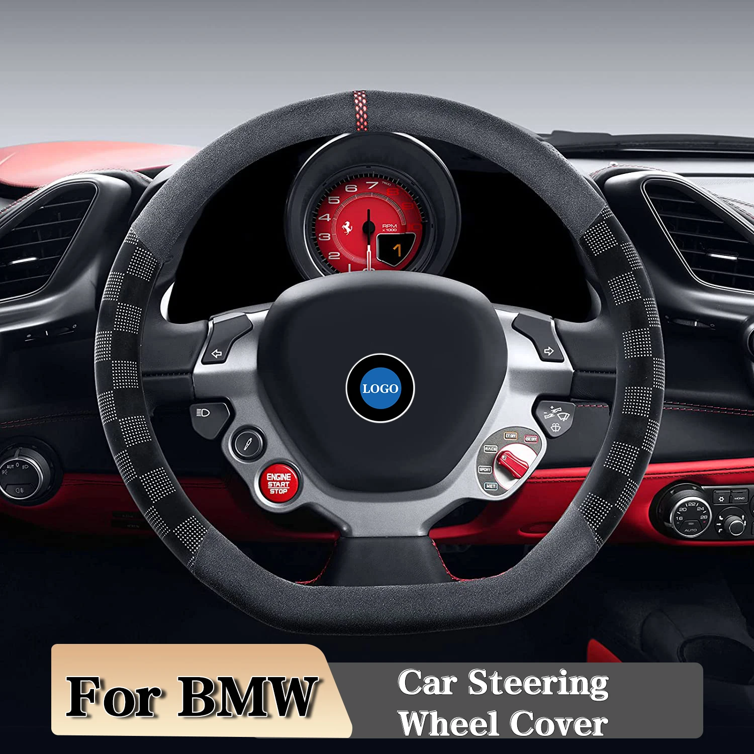 

Car Steering Wheel Cover Suede Leather Fashion Sports Style For BMW e46 e65 f15 f30 e63 e60 g05 e87 z4 e89 f26 x5 x6 Accessories