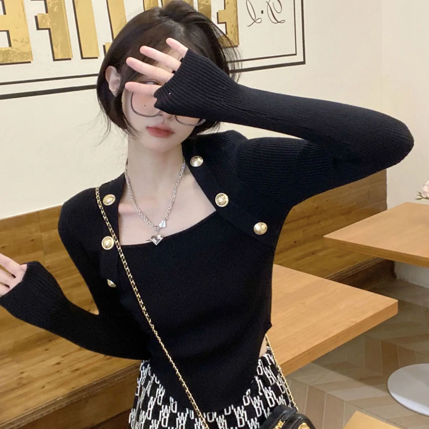 

Женский пуловер с квадратным вырезом, мягкий теплый джемпер, облегающие базовые Топы, повседневные Мягкие вязаные свитера, пуловер, G568