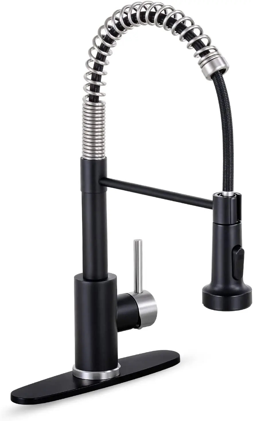 

Кухонный кран POPTOP с одной ручкой, вертикальный опрыскиватель, никелевый смеситель для кухонной раковины