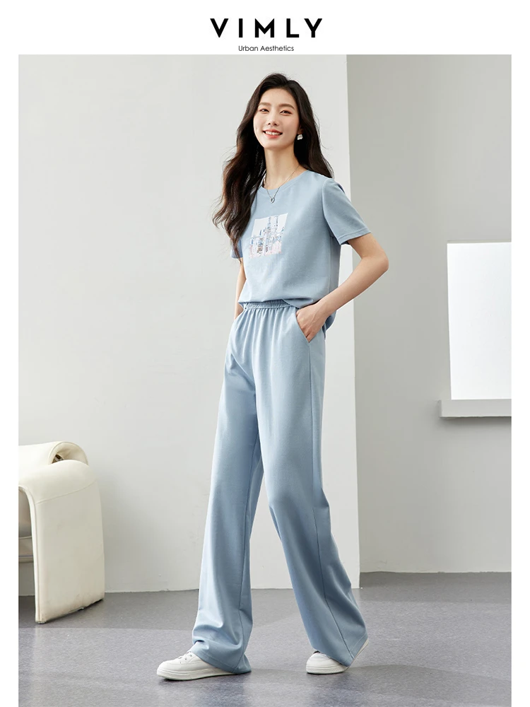 VIMLY женский повседневный спортивный костюм с короткими рукавами новая летняя