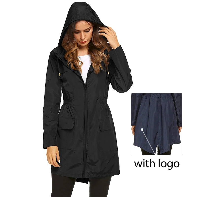 

With Logo Fall Winter Loose Hooded Long Casual Jacket Ladies Outdoor Mountaineering Windproof Top Street Style Fashion Coat
