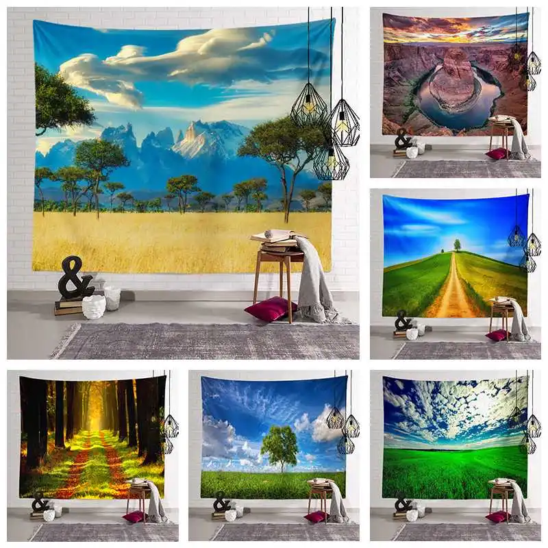 

Nordic style natural scenery rectangular tapestry wall hanging room background cloth bedroom wall personality home decoration