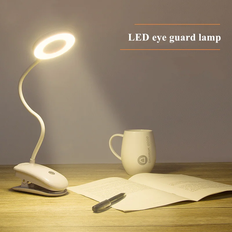 

Touch Dimming LED Desk Lamp Flexible Adjustable Table Lamp Clip-on Desktop USB Rechargeable 3 Color Modes Studying Reading Lamp