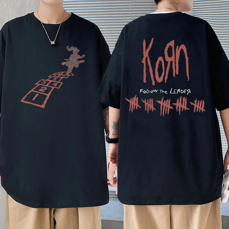 

Vintage Korn Rock Band Follow The Leader T Shirt Men Women Hip Hop High Quality Short Sleeve T-shirts Man Gothic Oversize Tshirt