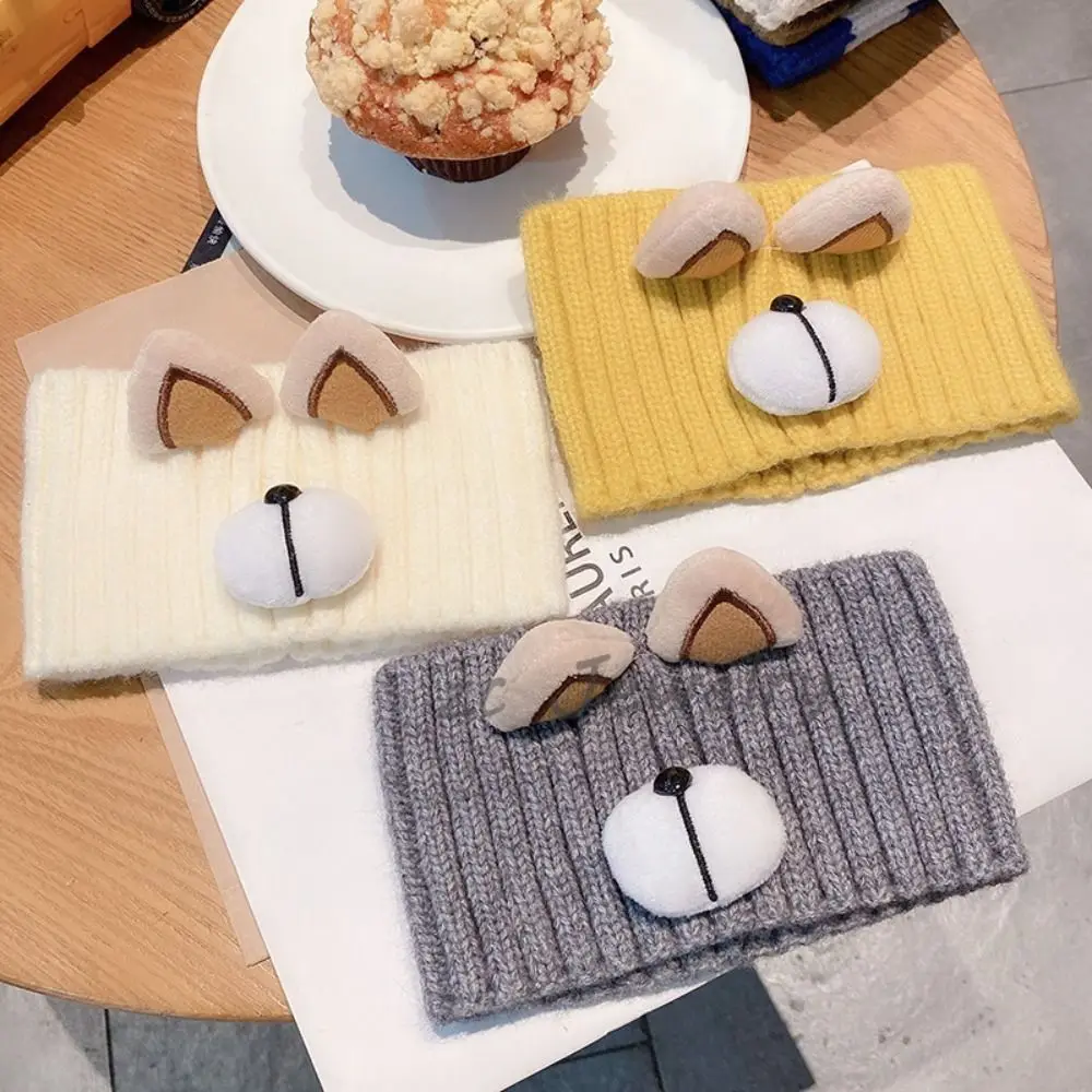 

Autumn Winter Warm Hair Band Cute Bear Knitted Headband Elastic Cross Headwrap Bandana for Women Hair Accessories