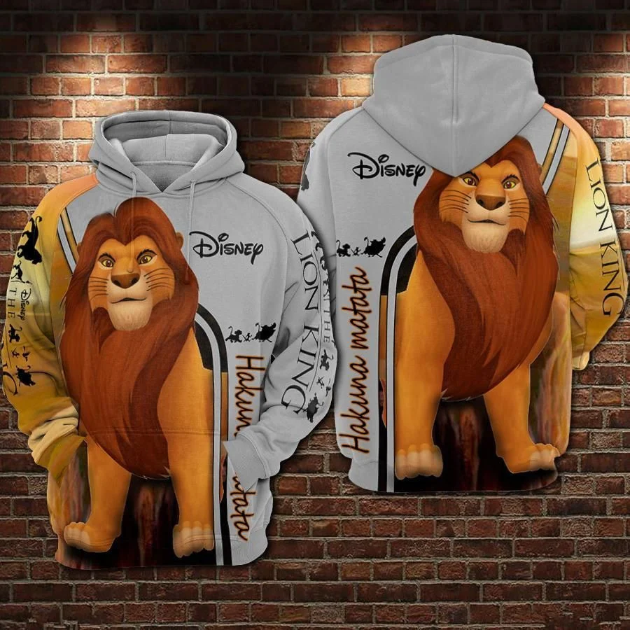 

2022 New Simba Lion King Disney Hakuna Matata Over Print 3D Hoodie Zip Hoodie