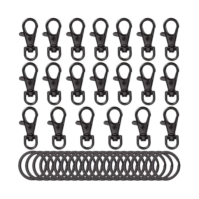 

40 Pcs Swivel Lanyard Snap Hook With Key Rings Keychain Metal Swivel Clasps Spring Clip Snap Hook Lobster Clasp