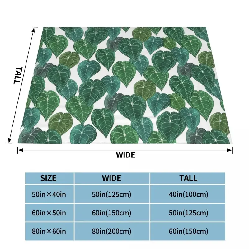 Одеяло с листьями антуриума кларинервиума Фланелевое дышащее покрывало для