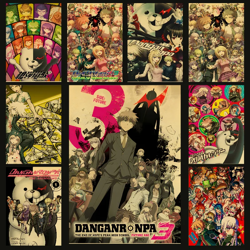 Anime Gmae Danganronpa Poster Self-adhesive Art Waterproof Paper Sticker Coffee House Bar Room Wall Decor