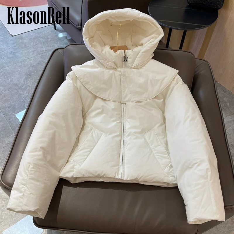 

9,26 KlasonBell модная повседневная свободная Толстая куртка на молнии с капюшоном из гусиного пуха для женщин