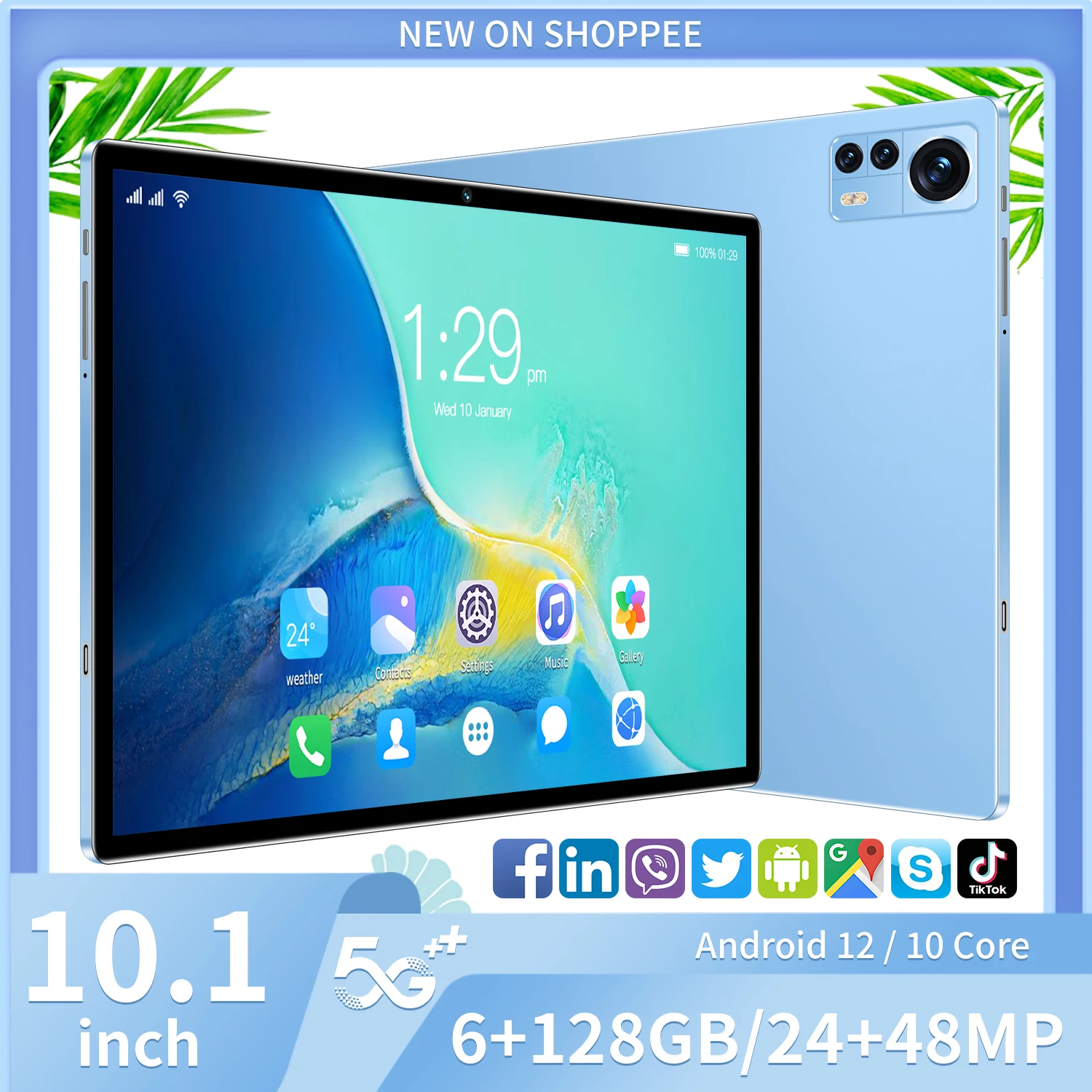 

Новинка, 10,1-дюймовый планшет, Android 10,1, восемь ядер, телефон, Google Play, 6 ГБ ОЗУ, 10,0 Гб ПЗУ, планшетный ПК, Wi-Fi, Bluetooth, Type-C