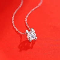 2022 new 100 s925 real silver necklace lnlaid with moissanite pendant ladies necklace simple bull head pendant clavicle chain