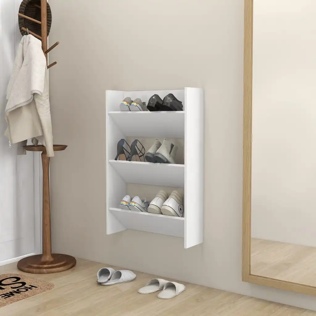 White Wall shoe cabinet 60x18x90 cm chglomerated