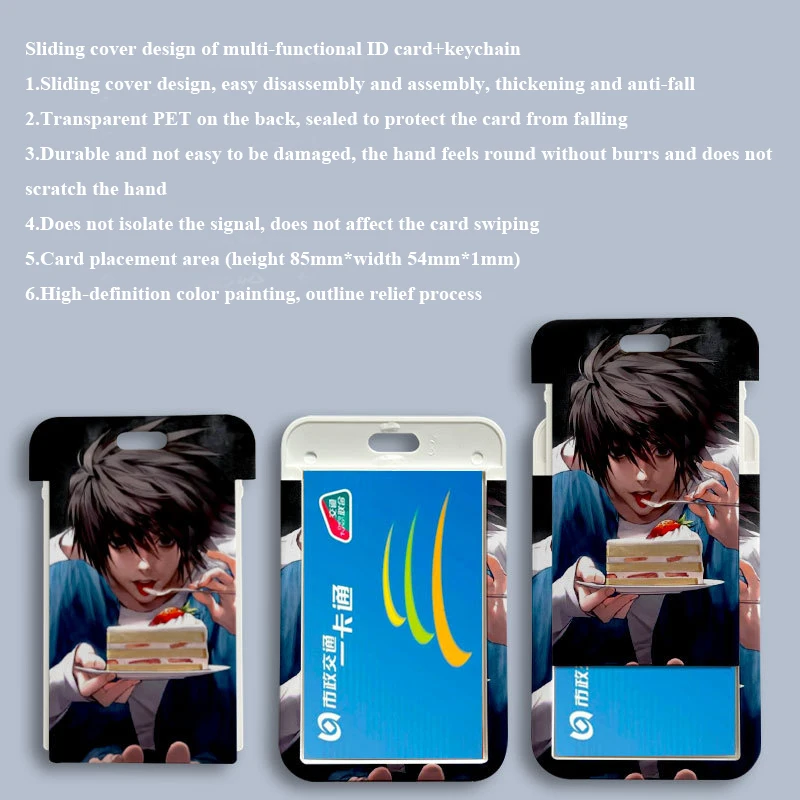 2023 110*70mm Japanese Anime Death Note Lanyard ID Card Badge Holder with Keychain Keyring Gift No.1-No.28