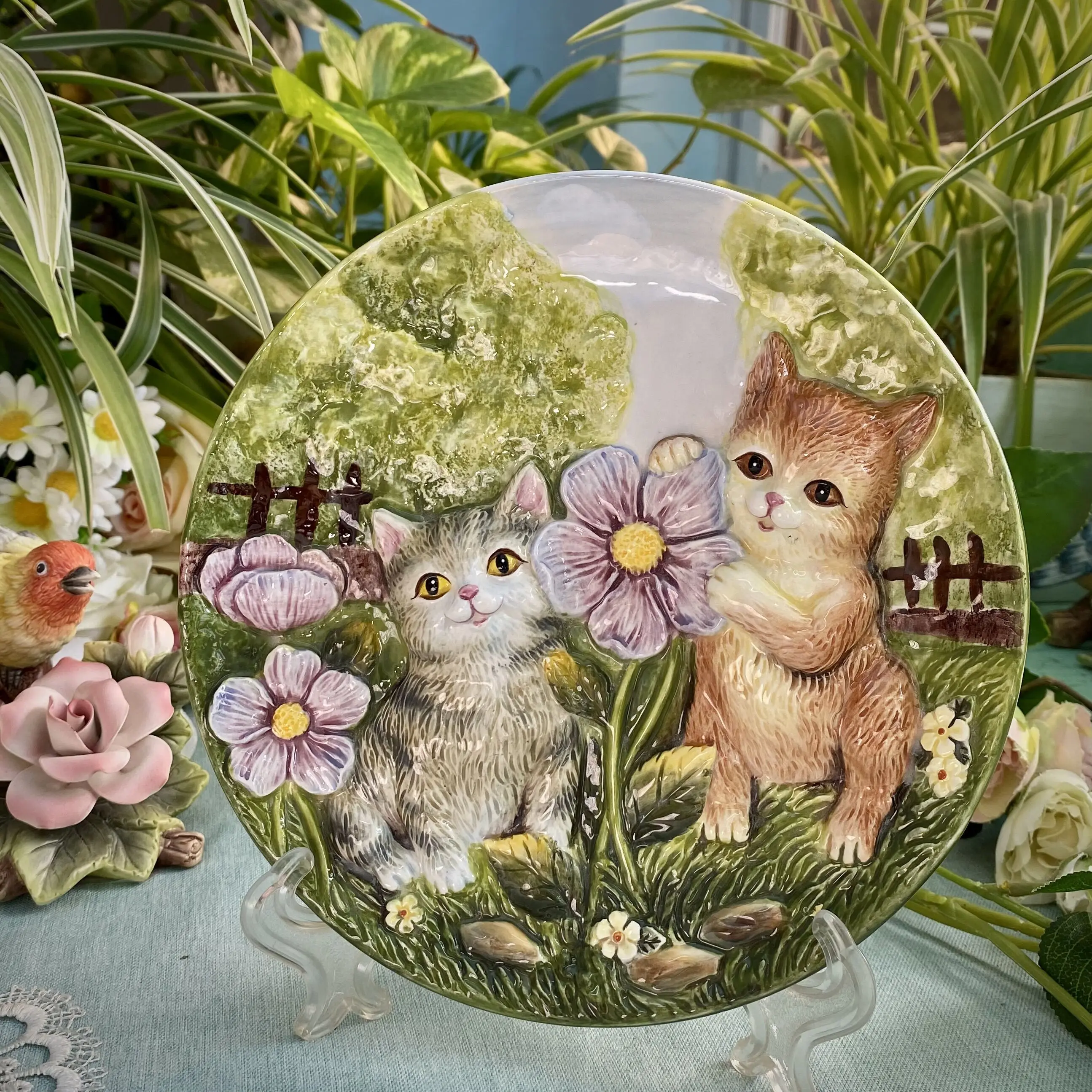 

3D Cute Cat Decorative Wall Dishes, Porcelain Plates, Home Decor Crafts, Room Decoration Accessories