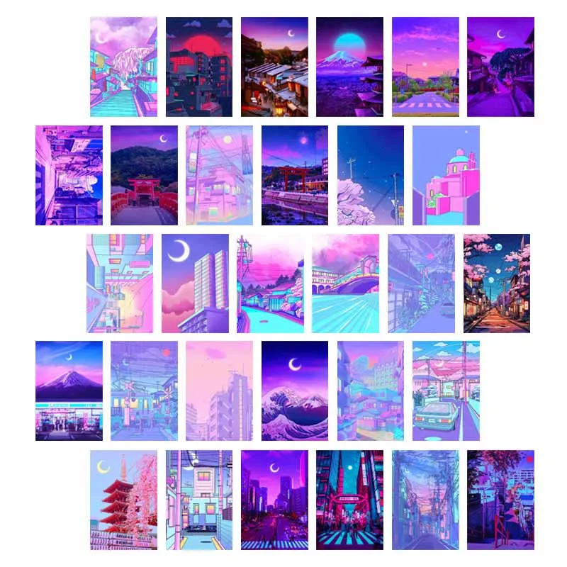 

Японские мультфильмы городские пейзажи постеров набор из 10/30 штук