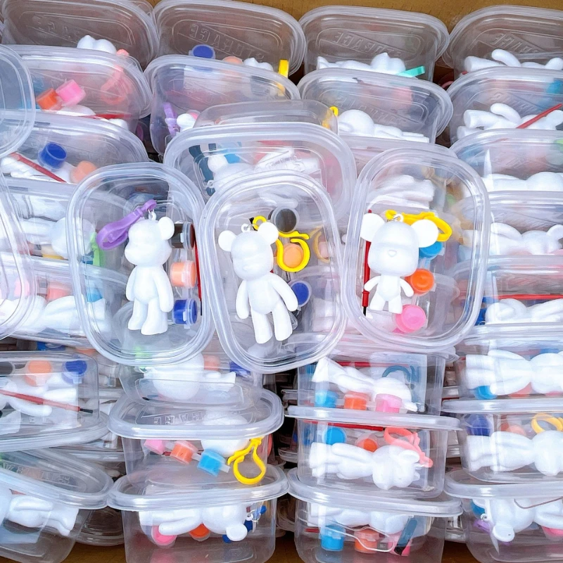 

Creative Handmade DIY Toy Set for Children, Fluid Bear, Graffiti Doll, Violent Bear, Princess Bear Keychain, 3Pcs