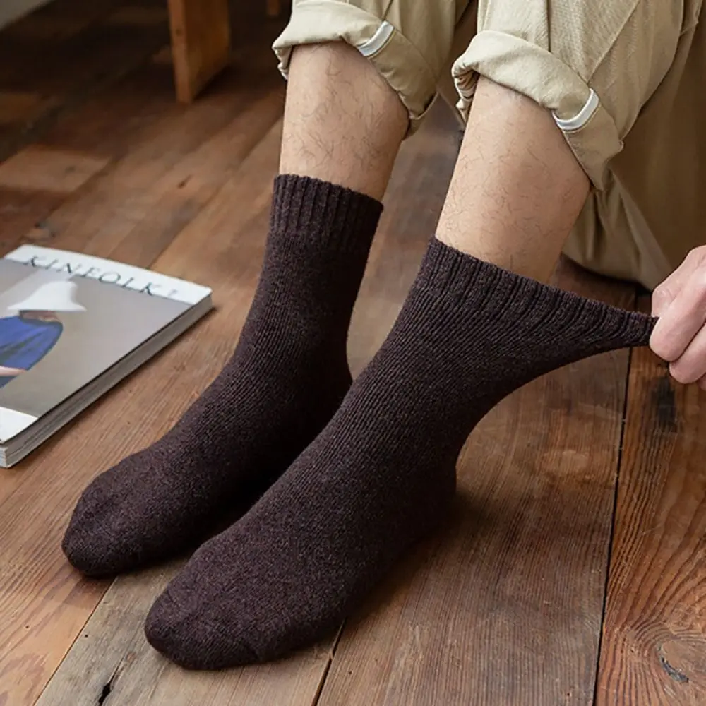 

Плотные махровые носки, однотонные теплые носки для пола, шерстяные носки, кашемировые Чулочные изделия, мужские носки, плотные однотонные носки