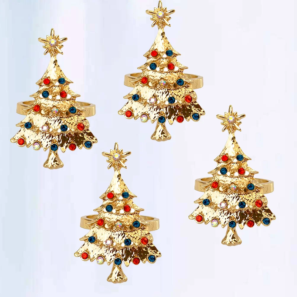 

Napkin Buckles Christmas Table Stand Beads Farmhouse Runner Chain Decor Dining Holiday Dispenser Fabric Serviette Rhinestone