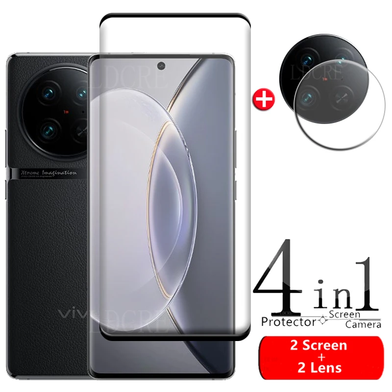 

4-in-1 For Vivo X90 Pro Glass For Vivo X90 Pro Tempered Glass 9H Curved Film Screen Protector For Vivo X90 Pro Plus Lens Glass