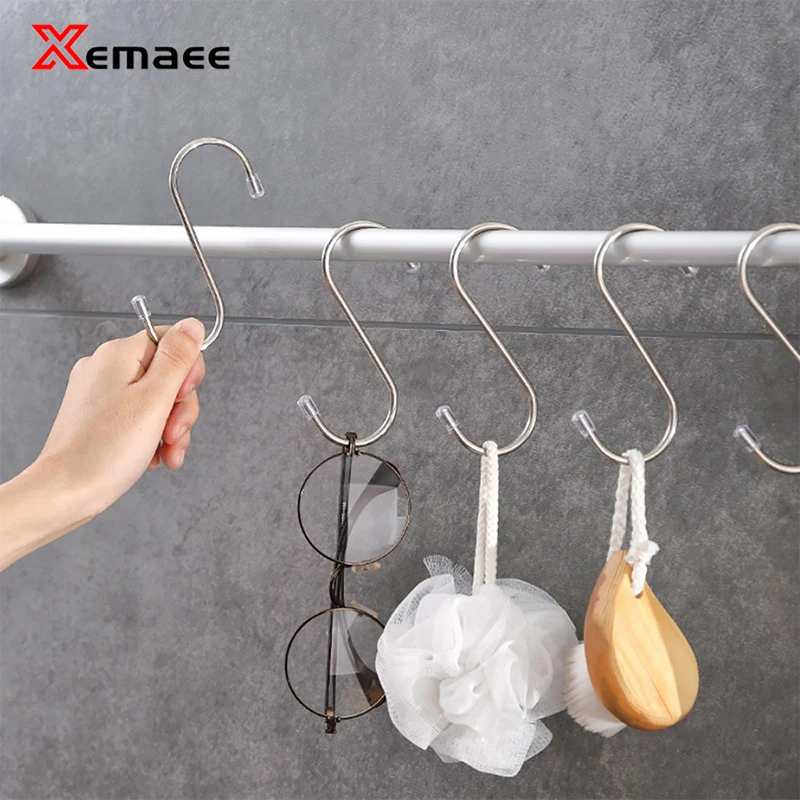 

S Hook Key Hanger Clothing Store Organizer Closet Hanging Long Display Hooks No-hurt Kitchen Hooks Bathroom Organizer