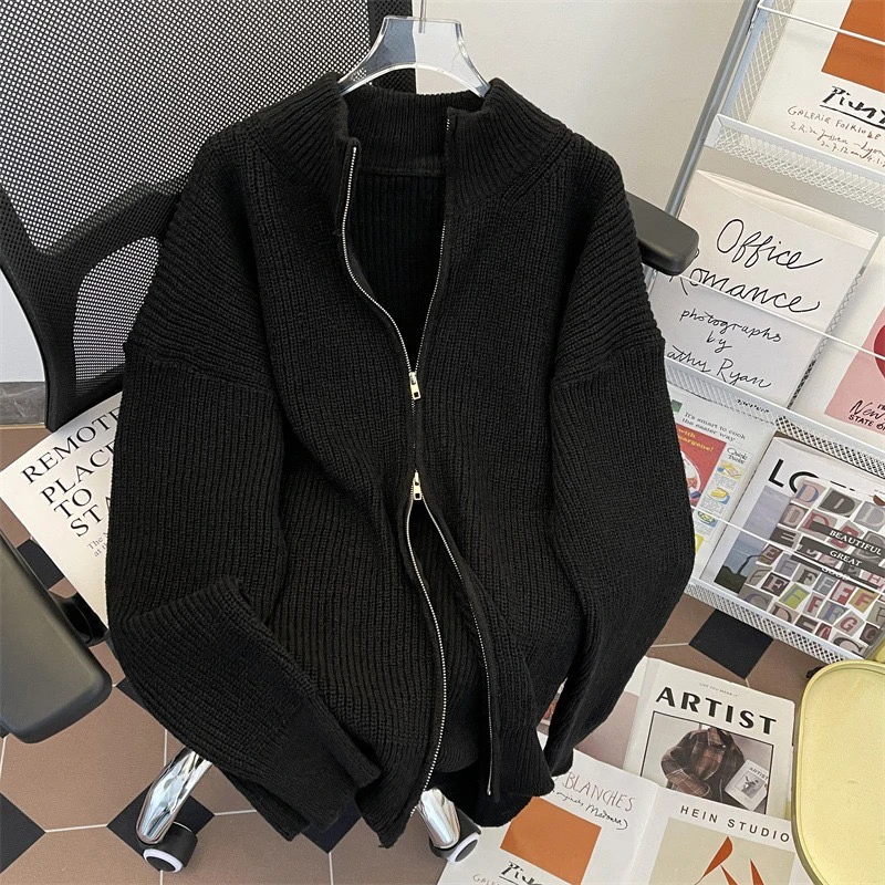 Американский винтажный свитер с высоким воротником мужской осенне-зимний модный