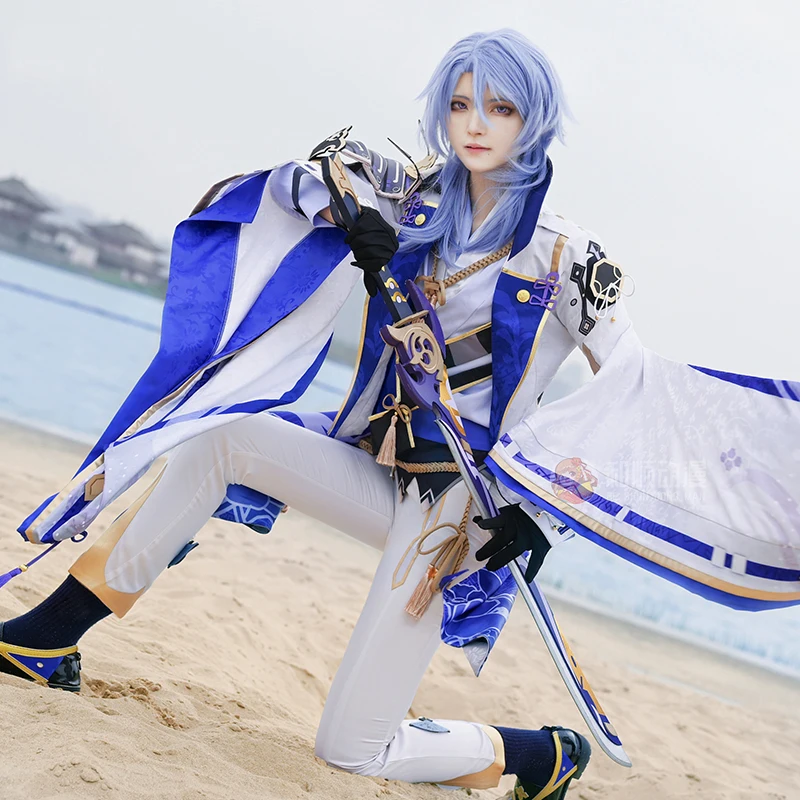 

COS-HoHo Anime Genshin Impact Kamisato Ayato Antique Game Suit Gorgeous Uniform Cosplay Costume Halloween Party Outfit Men M-XXL