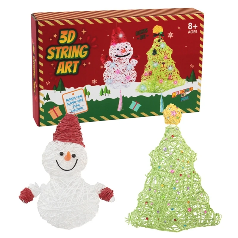 

String Lantern Handmade Toy DIY Craft Kits Festival Glowing Snowman Lantern String Art Kits Lantern Festival Party Decor