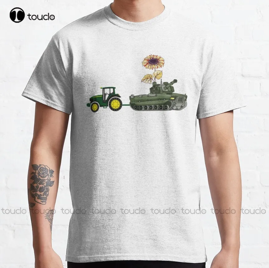

A Farmer And His Tank - Ukraine Ukraine Peace Sunflower Classic T-Shirt Workout Shirt O-Neck Streetwear Oversized Men Tee Shirts