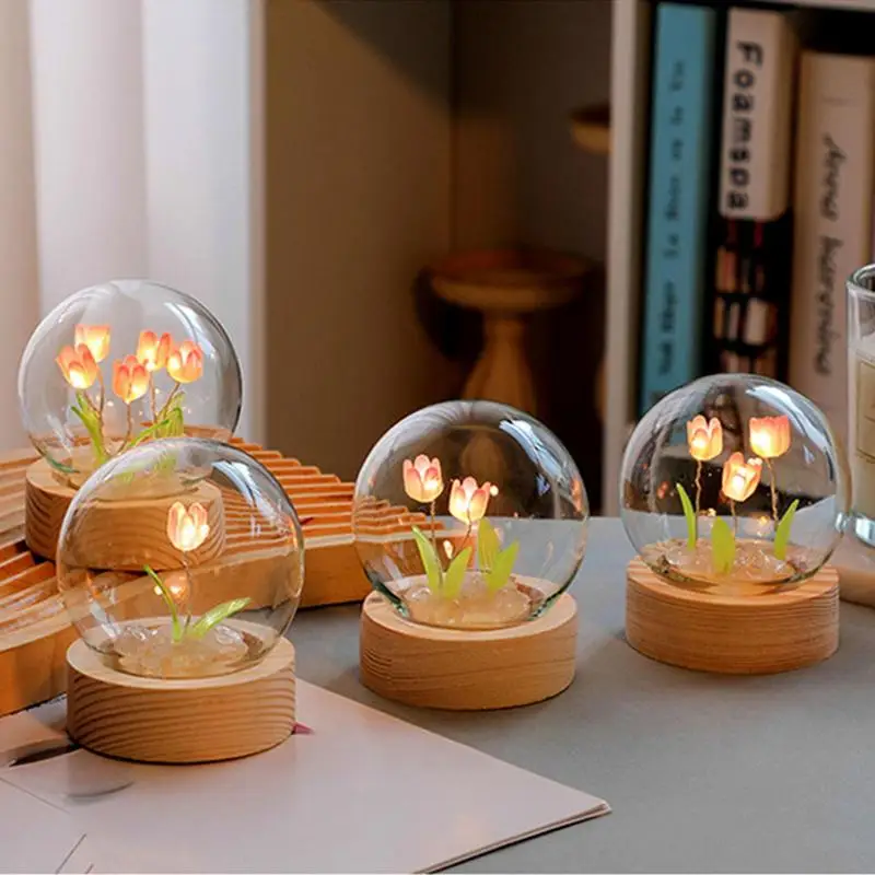 

1pcs Tulip Night Light Battery Operated Tulip Flower Table Lamp DIY Simulation Tulip LED Nightlight Handmade Bedside Light