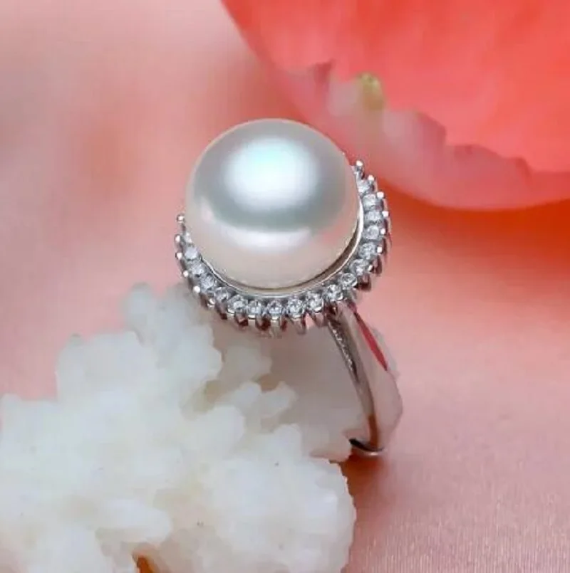 

NEW AAA 12-13mm South Sea Genuine White Pearl 925 Sterling Silver Ring fine jewelryfine jewelryJewelry Making