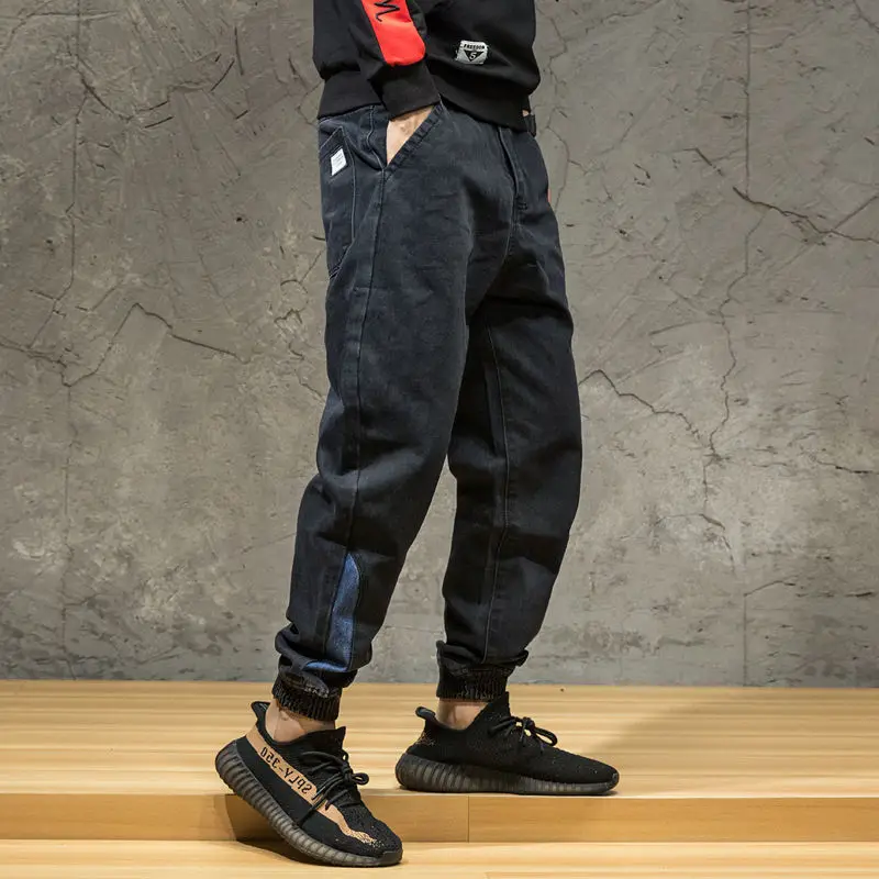 Loose Jeans Men Pants Hip Hop Cargo Pants Men's Elastic Harun Joggers Denim Trouser Casual Multi PocketS Male Pant Plus Size 5XL