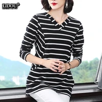striped skinny comfortable popularity korean all match t shirts female fashion casual spring autumn long sleeved women clothing