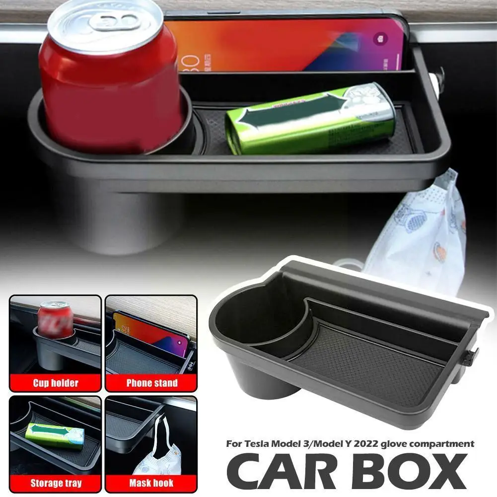 

for Tesla Model 3 Y 2022 Storage Organizer Box Automobile Glove Box Rack Storage Tray Water Cup Holder Rack Interior Acces U3X8