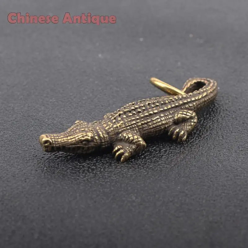 Античный бронзовый маленький статуя крокодила домашние украшения Ретро