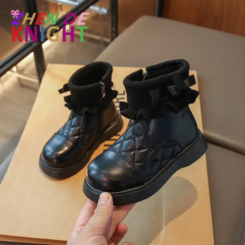 Сапоги принцессы из искусственного меха для девочек толстая теплая хлопковая