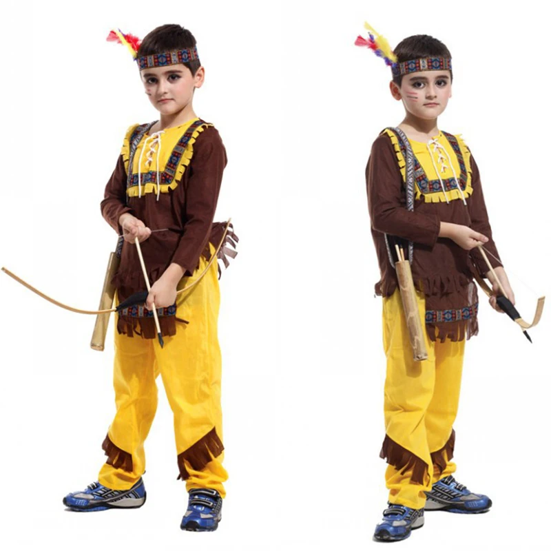 

Halloween Cosplay Hunter Costumes Indian Prince Children's Sets Full-sleeve For Kids