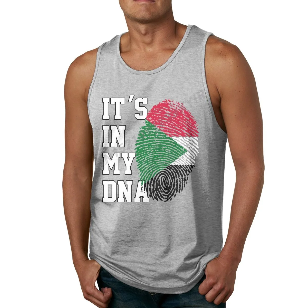

Men Tank Top IT'S IN MY DNA Sudan Flag Sudanese Fans TankTop Men's Shirt 100% Cotton S-3XL O-neck Sleeveless Cool Summer