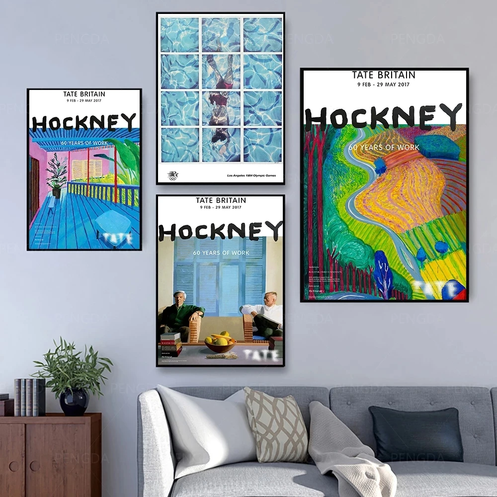 

David Hockney Art Prints Terrace Vintage Canvas Poster Abstract Artwork Painting Wall Pictures for Living Room Wall Art Decor
