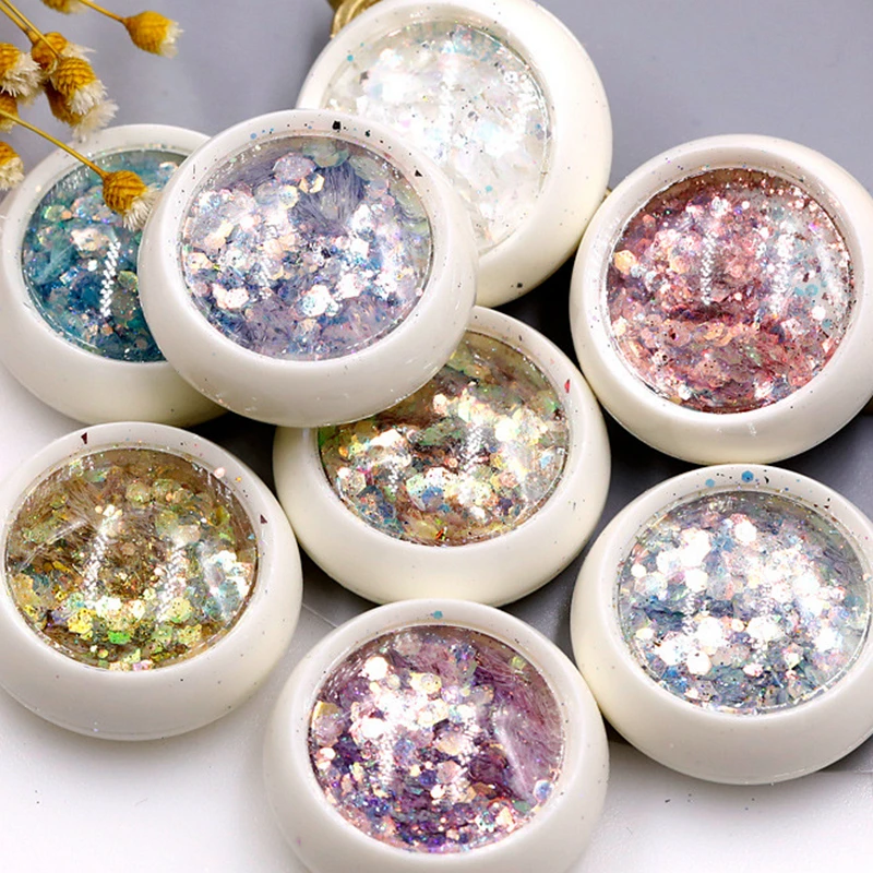

1Box Mixed Colors Shiny Glitter Powders For Nails Hexagon Irregular Flakes Paillette Mermaid Nail Art Polish Decor Supplies Tool