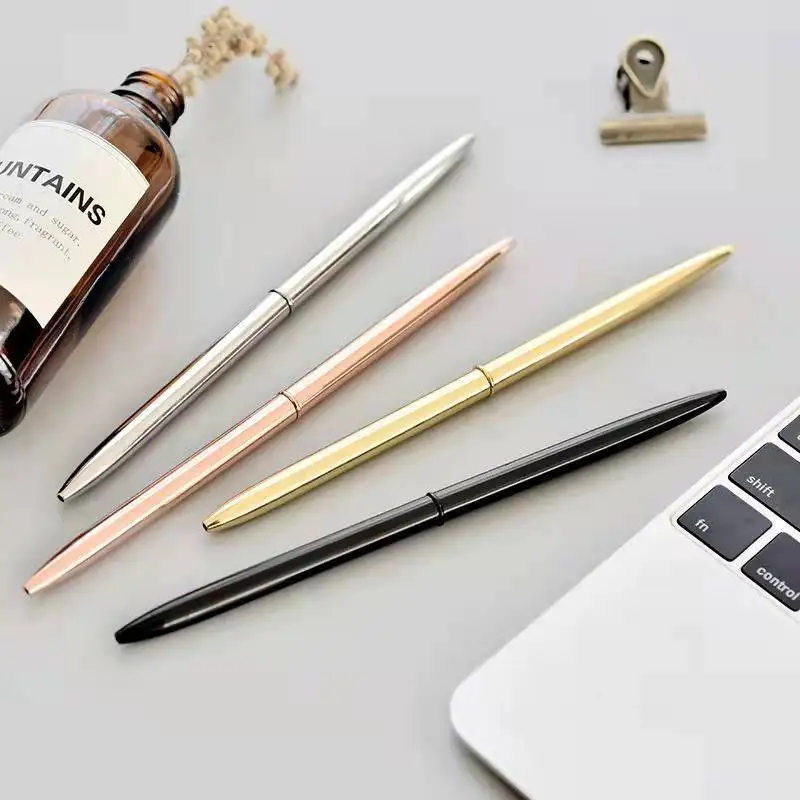 

Luxury Metal Ballpoint Pen Business Office Advertising Custom Gift Stationery Rose Gold Roller Ball Pen 1.0 Mm Refill Ink Black