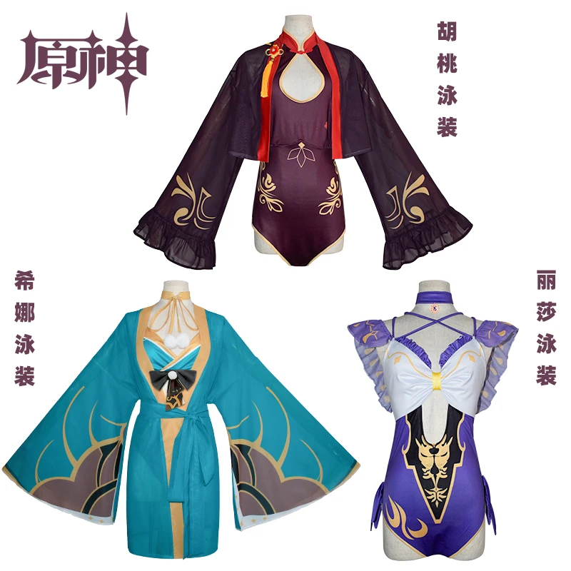 

Сексуальный женский купальник COS-HoHo Anime Genshin Impact Hu Tao Miss Sheena Lisa, костюм для косплея, костюм для вечеринки в бассейне, одежда для ролевых игр