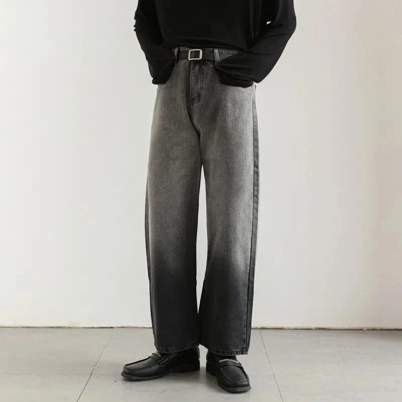 Wide Leg Jeans Men Spring Autumn Vintage Washed High Street Hip Hop Loose Casual Fashion Streetwear All-Match Retro Harajuku