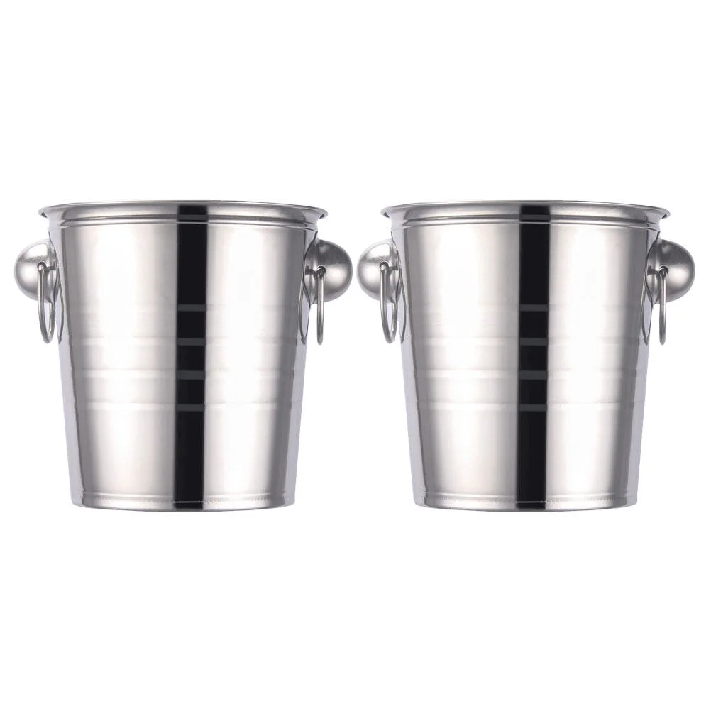 

2 Pcs Cats Dogs Stainless Steel Ice Bucket Beer Barrel Small Iced Bottle Party Holder Cube