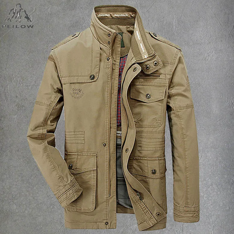 

Plus Size 6XL 7XL Military Jacket Men Autumn 100% Cotton Outwear Multi-pocket Winter bomber Jackets Coat Male Chaqueta Hombre