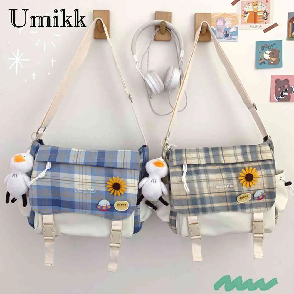 

Kawaii Shoulder Backpack Nylon Cute Girl Travel Crossbody Messenger Bags with Pins Large Knapsacks Fashion Handbags