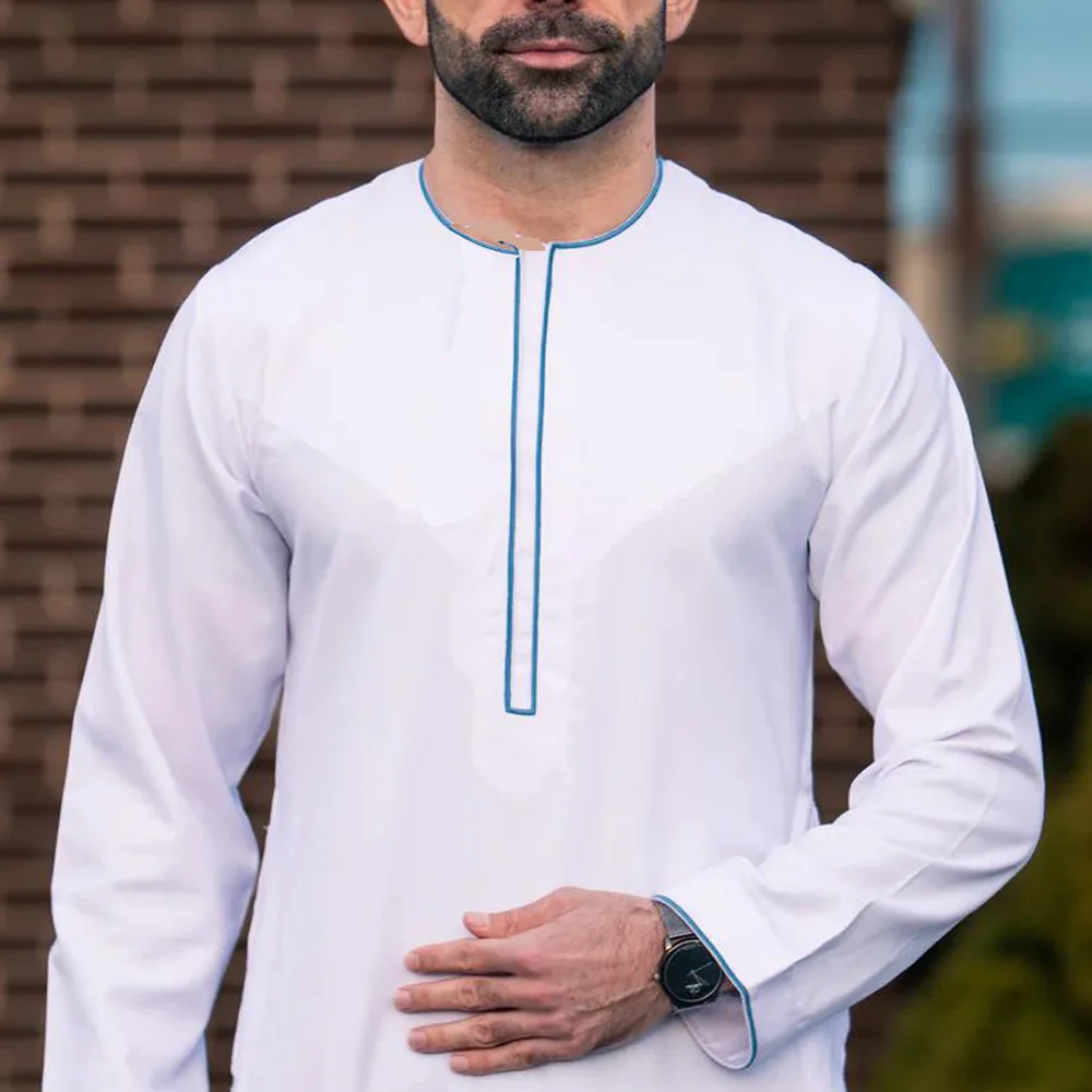 Abaya Islam Thobe Muslim Men's Clothing Arabian Robe Long Sleeves Galabia Musulamne Boubou Man Qamis  جلباب رجالي 2023