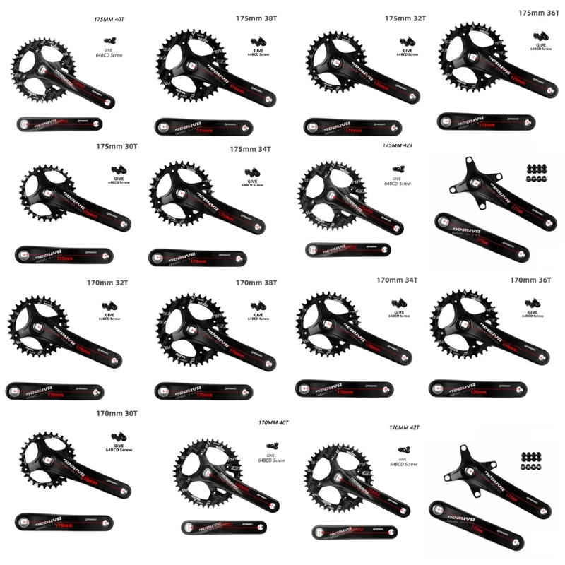 

104BCD Bike Square Hole Crank Chainwheel Chainrings 170mm 175mm Crankset