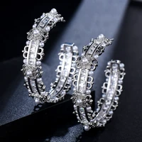 jimbora romantic gorgeous hoop pearls earrings full cz charms women girl birthday gift bridal wedding party show new hot 2022